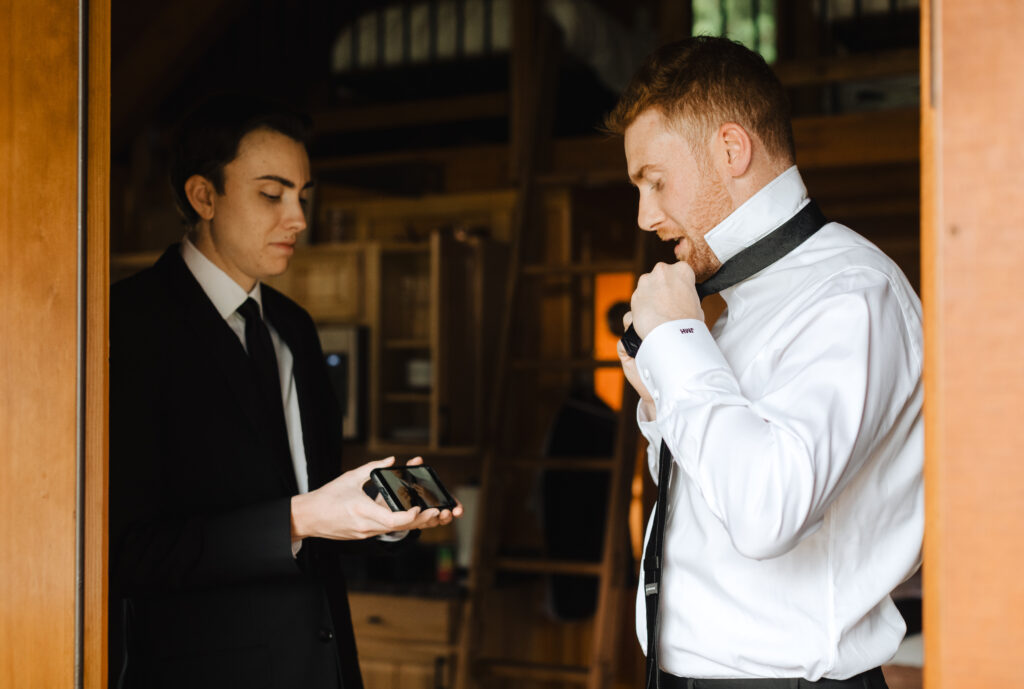 summer garden wedding in the Columbia River Gorge at Wind Mountain Ranch with Indochino Suit and Shoes