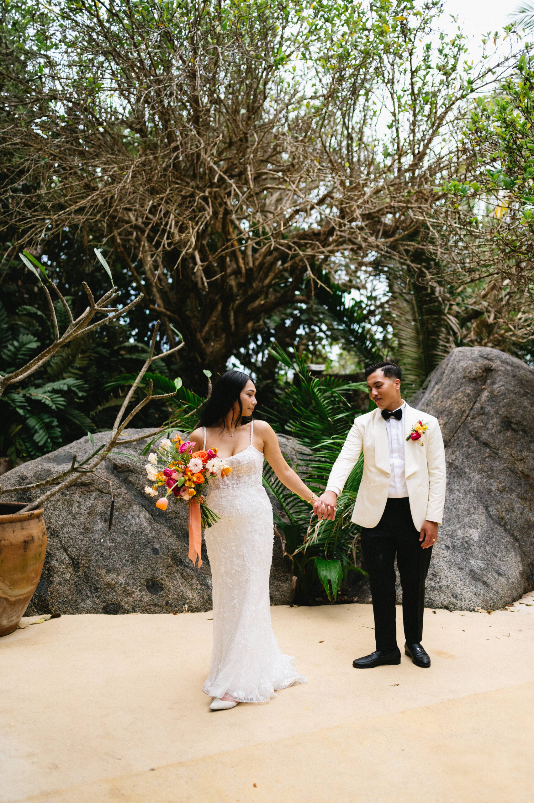 bride and groom wedding portraits at teitiare estate wedding in sayulita, mexico