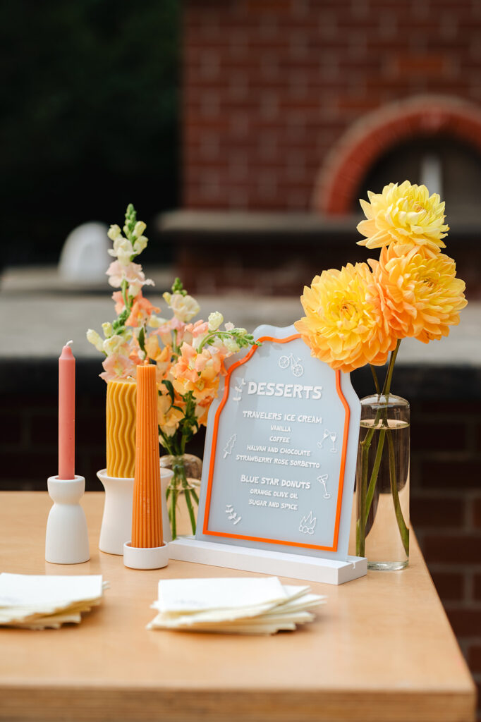 wedding details, wedding signage and wedding florals